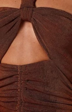 Beginning Boutique Tatiana Brown Halter Dress Dresses