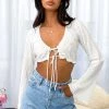 BB Exclusive Tayla White Pleated Long Sleeve Top New