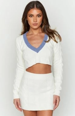 BB Exclusive Teagan White Cropped Knit Jumper New