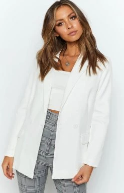 Beginning Boutique Outerwear Teenage Dream Blazer White