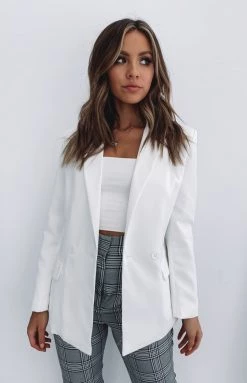 Beginning Boutique Outerwear Teenage Dream Blazer White