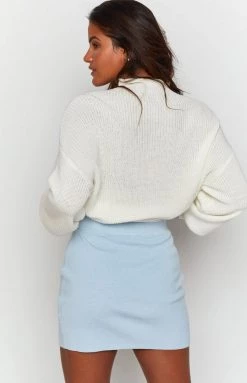 Beginning Boutique Tell Me Knit Skirt Blue