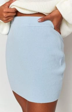 Beginning Boutique Tell Me Knit Skirt Blue
