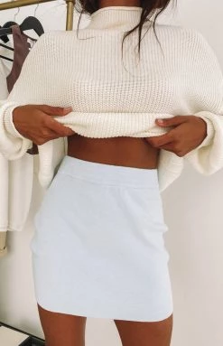 Beginning Boutique Tell Me Knit Skirt Blue