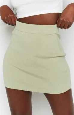 Beginning Boutique Tell Me Knit Skirt Sage