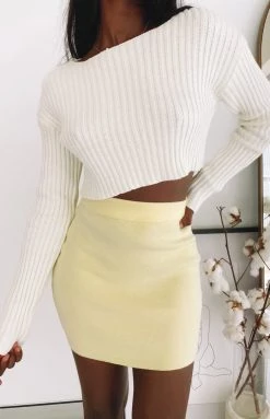 Beginning Boutique Bottoms Tell Me Knit Skirt Yellow