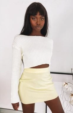 Beginning Boutique Bottoms Tell Me Knit Skirt Yellow