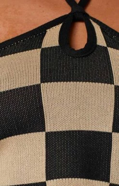 Beginning Boutique Tops Teresita Brown Check Top