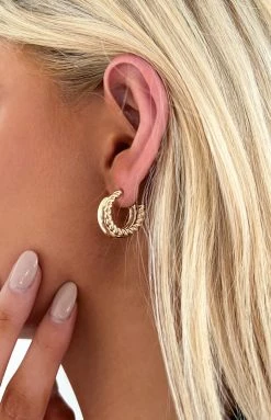 Eclat Textured Gold Hoops 3pk Back In Stock