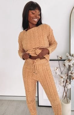 Beginning Boutique Long Sleeve Tops The Alps Cable Knit Jumper Tan