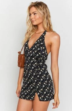BB Exclusive The Last Time Halter Dress Black Floral Dresses