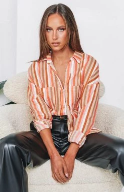 Beginning Boutique Tops The Neutral Striped Shirt Multi