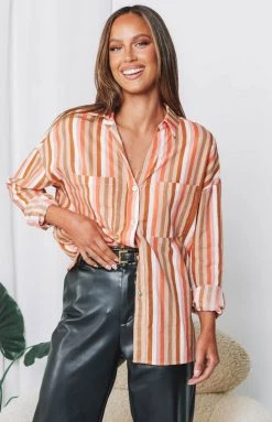 Beginning Boutique Tops The Neutral Striped Shirt Multi