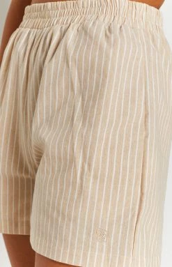 Emma Rose X Beginning Boutique The Sarah Shorts Neutral Pinstripe Bottoms