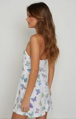The Volt Mimi White Butterfly Print Mini Dress New