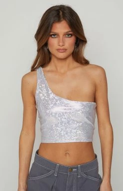 New The Volt Mimi White Butterfly Print One Shoulder Top 17 New The Volt Mimi White Butterfly Print One Shoulder Top