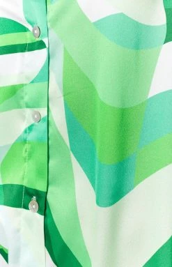 Beginning Boutique The Wavy Long Sleeve Shirt Dress Green