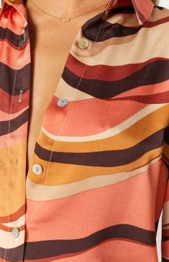 Beginning Boutique The Wavy Long Sleeve Shirt Dress Pink