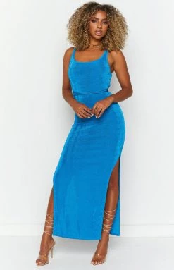 Beginning Boutique The Palms Midi Dress Blue Dresses