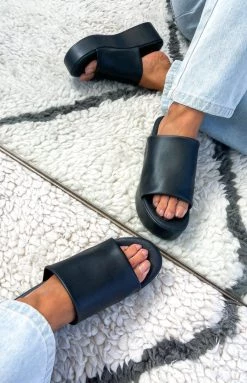 Therapy Livid Black Platform Slides