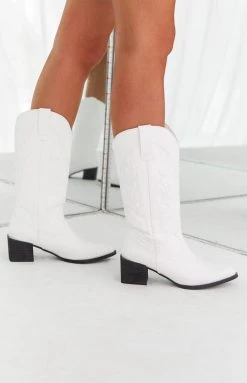 New Therapy Ranger White Cowboy Boots