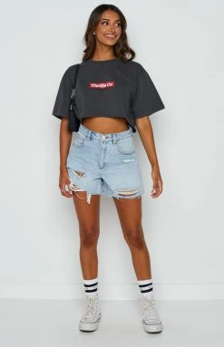 Tops Thrills Brigade Super Crop Tee Merch Black