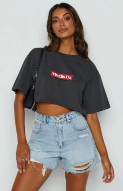 Tops Thrills Brigade Super Crop Tee Merch Black