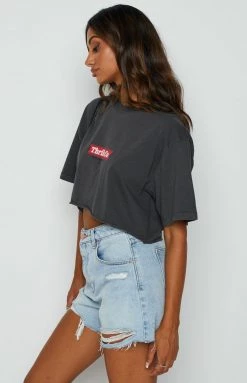 Tops Thrills Brigade Super Crop Tee Merch Black