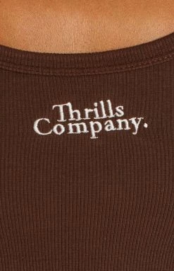 Tops Thrills Contrasting Stack Crop Retro Tank Mahogany 10 Tops Thrills Contrasting Stack Crop Retro Tank Mahogany