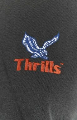 Tops Thrills Merch Black Not Forgotten Henley Crop LS Tee