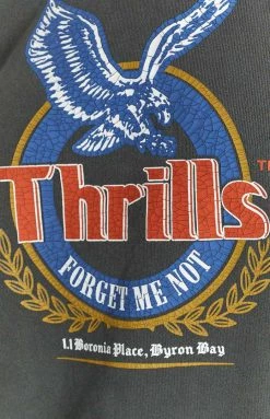 Long Sleeve Tops Thrills Merch Black Not Forgotten Slouch Crew