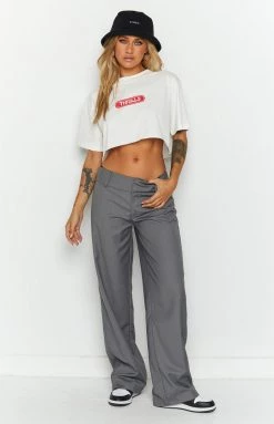 Tops Thrills Dirty White Red Pill Merch Super Crop Tee