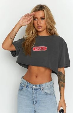 Thrills Merch Black Red Pill Merch Super Crop Tee