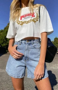 Tops Thrills Speed Wreath Merch Super Crop Tee Dirty White