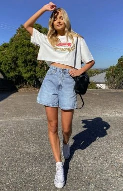 Tops Thrills Speed Wreath Merch Super Crop Tee Dirty White