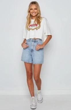 Tops Thrills Speed Wreath Merch Super Crop Tee Dirty White