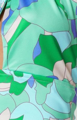 BB Exclusive Tia Blue Print Cross Neck Top Tops