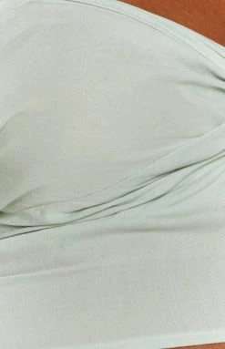 Beginning Boutique Tiana Puff Sleeve Crop Sage