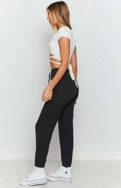 BB Exclusive Bottoms Tiger Lace Up Pants Pinstripe