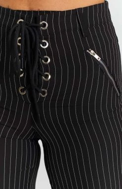 BB Exclusive Bottoms Tiger Lace Up Pants Pinstripe