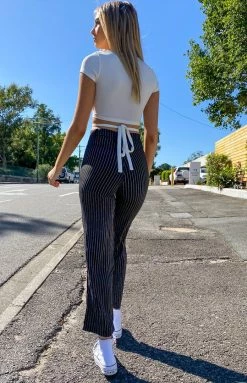 BB Exclusive Bottoms Tiger Lace Up Pants Pinstripe