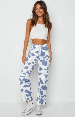 BB Exclusive Tiger Lace Up Pants Cow Print Bottoms