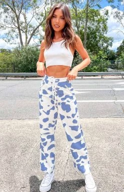 BB Exclusive Tiger Lace Up Pants Cow Print Bottoms