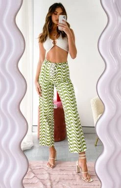 BB Exclusive Bottoms Tiger Lace Up Pants Green Swirl