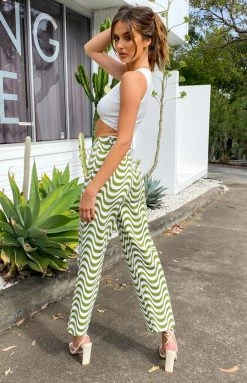 BB Exclusive Bottoms Tiger Lace Up Pants Green Swirl