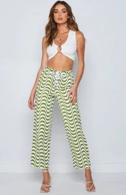 BB Exclusive Bottoms Tiger Lace Up Pants Green Swirl