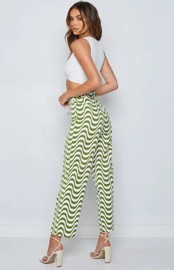 BB Exclusive Bottoms Tiger Lace Up Pants Green Swirl