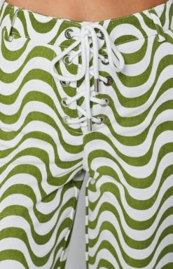 BB Exclusive Bottoms Tiger Lace Up Pants Green Swirl