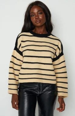 Beginning Boutique Tillia Cream Stripe Sweater Outerwear