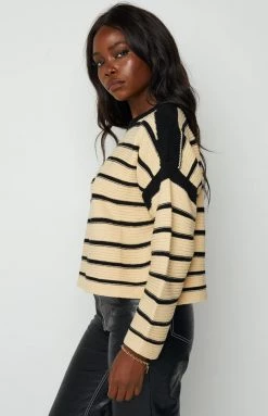 Beginning Boutique Tillia Cream Stripe Sweater Outerwear